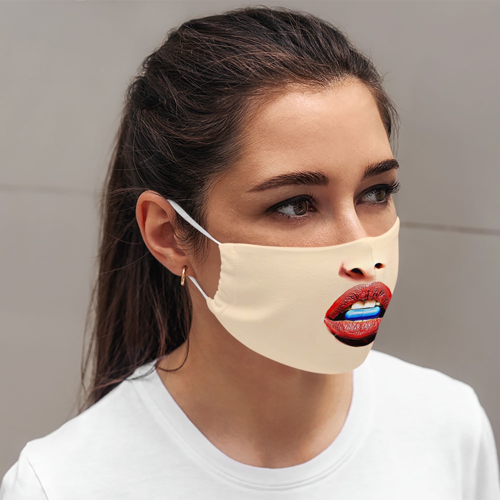 Khẩu trang mặc người lè lưỡi miệng vải đẹp dị mặt người 46 CARTWELL chất liệu vải mềm phòng ô nhiễm có thể giặt và tái s