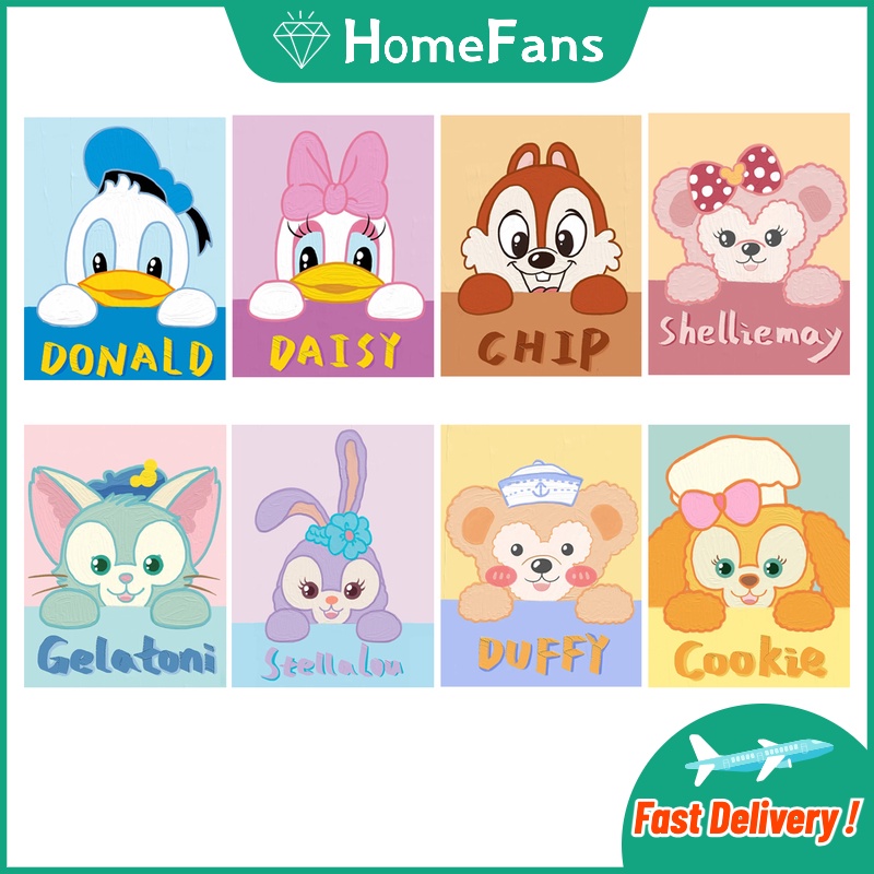 DISNEY Bộ Tranh Đính Đá 5D Tự Làm Hình Vịt Donald/StellaLou 30x40cm/40x50cm Trang Trí Nhà Cửa
