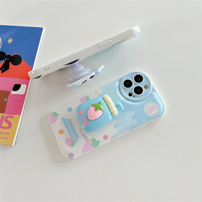 Ốp lưng Iphone kèm Pop up Bò sữa có đệm chống sốc dành cho Iphone 7/7plus/8/8plus/x/xr/xs/11/12/13/14/pro/promax