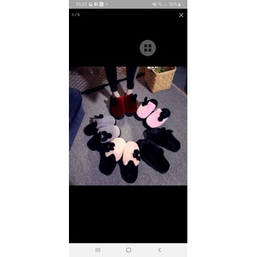 Dép lông mang trong nhà tai thỏ đế cao