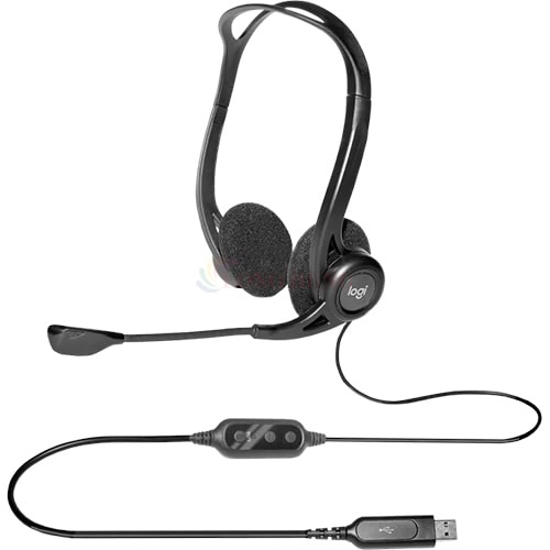 Tai nghe chụp tai có dây Logitech H370 - Hàng chính hãng - Độ dài dây 2.4 m, âm thanh kỹ thuật số, trọng lượng nhẹ