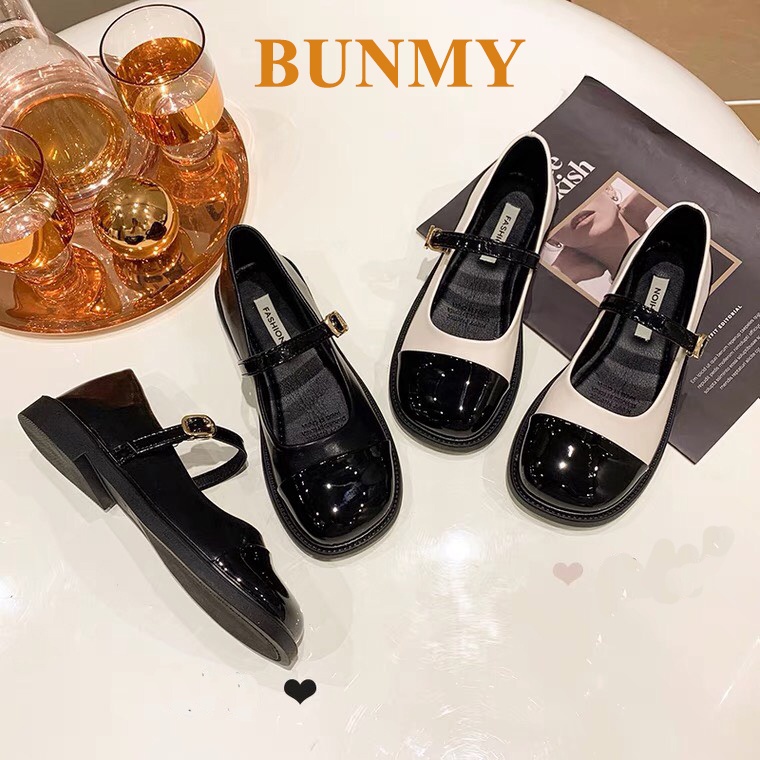 Giày Búp Bê Tiểu Thư Da Mềm Bóng Cao 3 Phân Mũi Vuông Mớii