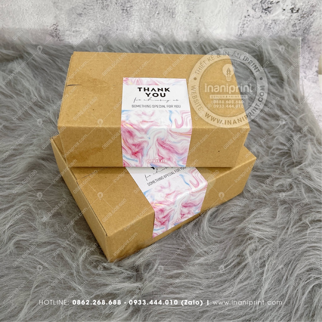 Tem Dán Hộp Carton Niêm Phong Sản Phẩm, Tem Cám Ơn Dán Niêm Phong Hộp Carton Giá Rẻ - Size 11x5.5cm - Có Keo Mặt Sau Dán