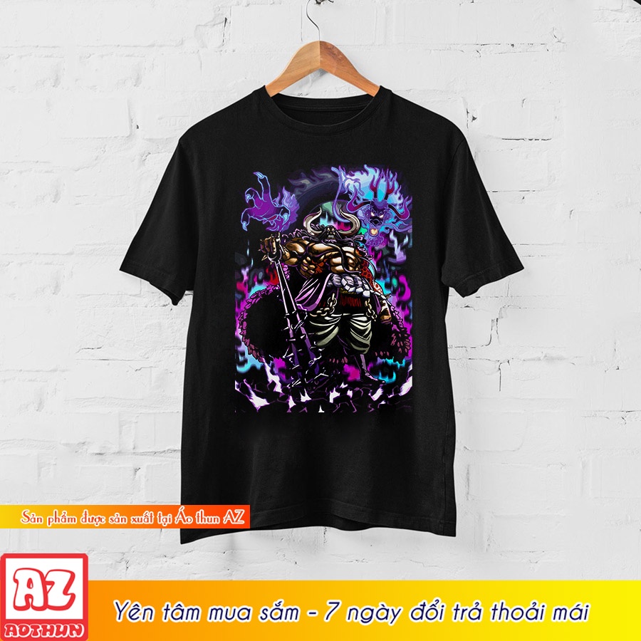 Áo thun nam in hình one piece kaido luffy 3d màu đen ngầu M3021