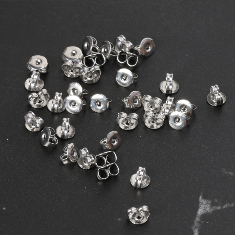 Set 100 Nút Chặn Bông Tai Hình Bướm Bằng Đồng Màu Sắc Bạc Làm Trang Sức DIY