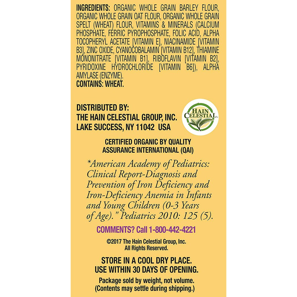 Bột ngũ cốc đa hạt hữu cơ cho bé Earth's Best -227gr