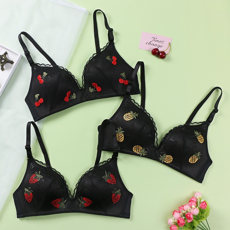 Áo lót AOWEINISI mềm mại họa tiết trái cây hoạt hình xinh xắn đáng yêu cho nữ