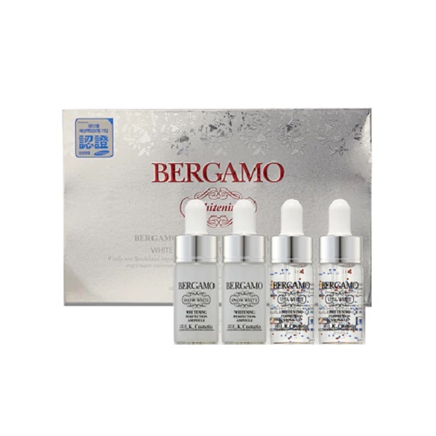 [Hàng chính hãng] Set 4 siêu tinh chất dưỡng trắng Bergamo Snow White & Vita-White Whitening Perfection Ampoule 4 lọ