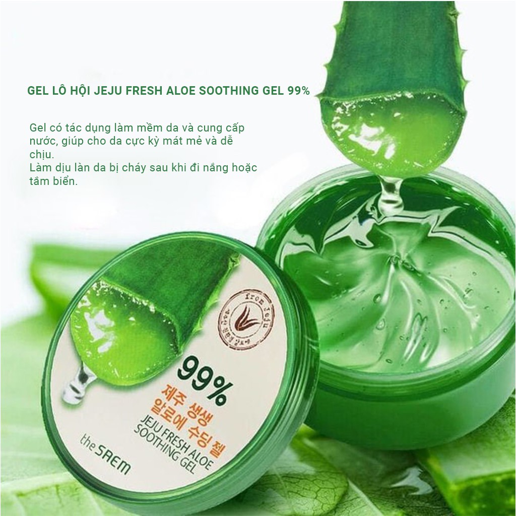 Gel Dưỡng Da Ngăn Ngừa Lão Hóa Chiết Xuất Từ Nha Đam The Saem Jeju Fresh Aloe Soothing Gel 99% 300ml