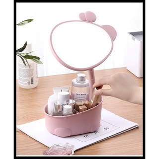 Gương trang điểm để bàn màu hồng không bong bóng