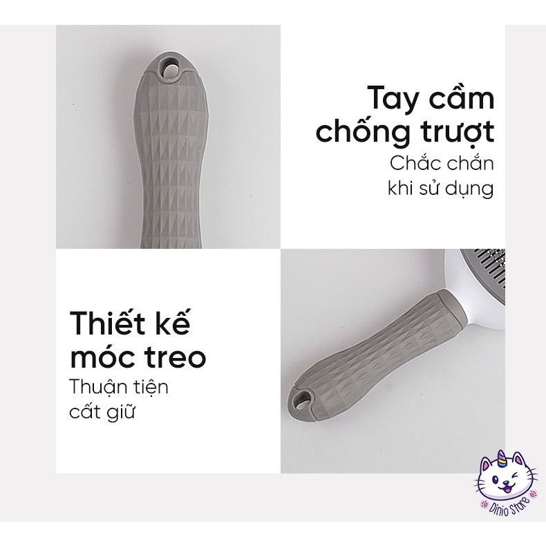 Lược chải lông chó mèo có nút bấm CHÍNH HÃNG CLEAN chải lông chó mèo