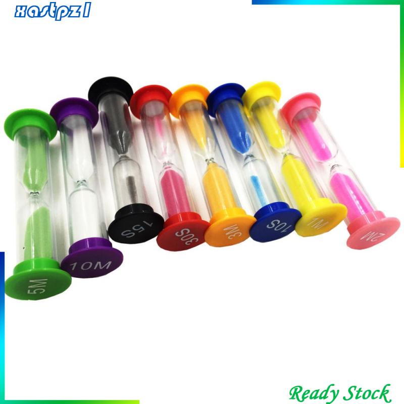 Bộ 8 chiếc đồng hồ cát thủy tinh canh thời gian làm trà 10/15/30 giây và 1/2/3/5/10 phút
