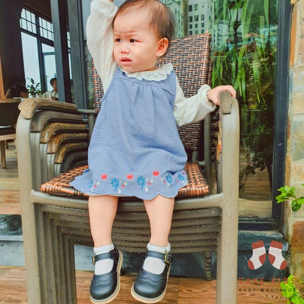 Giày cho bé gái - Giày búp bê bé gái da mềm phong cách Vitage Hàn Quốc có quai dán cho bé gái dễ thương V181