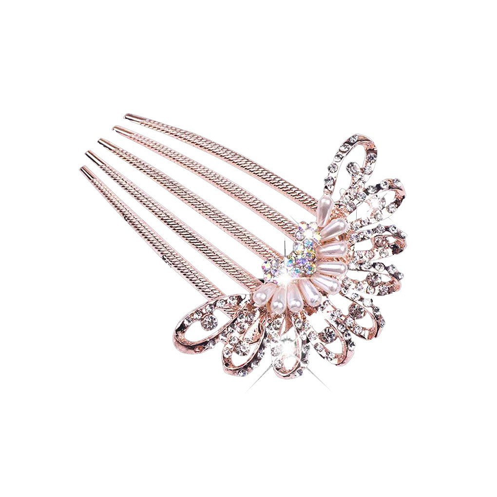 Rhinestones Bridal Wedding Hair Pins Simulated Pearl Flowers Hair Comb Weddings
