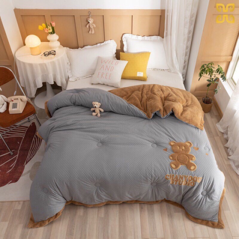 Chăn Lông Thỏ Chanyoou  Từ Bông Tơ Tằm Và Đậu Nành Siêu Xịn, kích thước 2mx2m3, cân nặng 4kg - nhập khẩu cao cấp