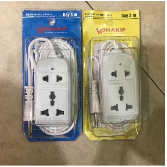 Ổ cắm vinakip du lịch 2 ngả liền dây - dây 2m và 3m