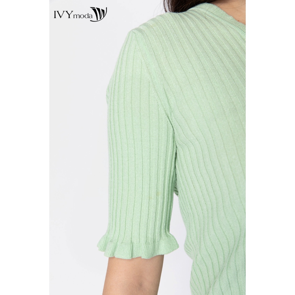 Áo len nữ gân dáng croptop IVY moda MS 77B8029