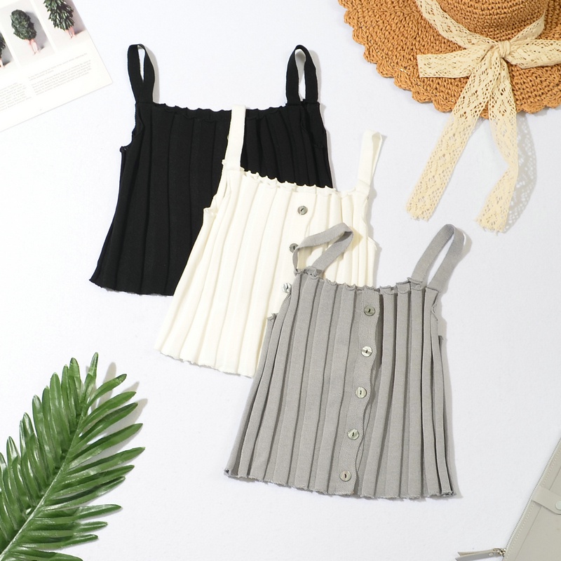 DUNEA Áo hai dây dáng ngắn phối nút thời trang cho nữ