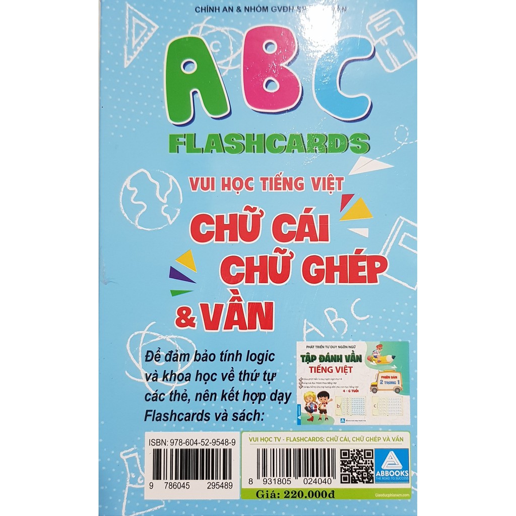 flashcard tiếng việt - chữ cái, chữ ghép và vần in màu 190 thẻ lật 2 mặt 3er