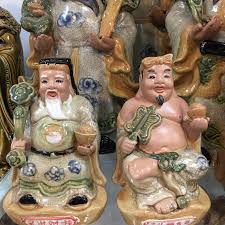 Bộ tượng Ông Tài, Ông Địa gốm sứ Bát Tràng 100%