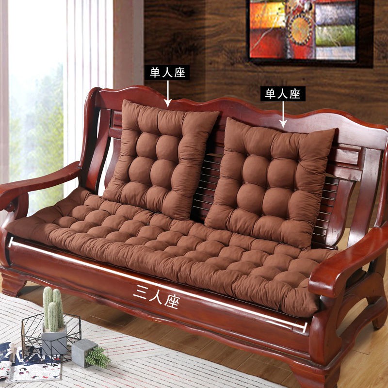 Đệm sofa gỗ đặc chống trơn trượt dày dặn bốn mùa dài nói chung ba ghế kiểu cũ gụ