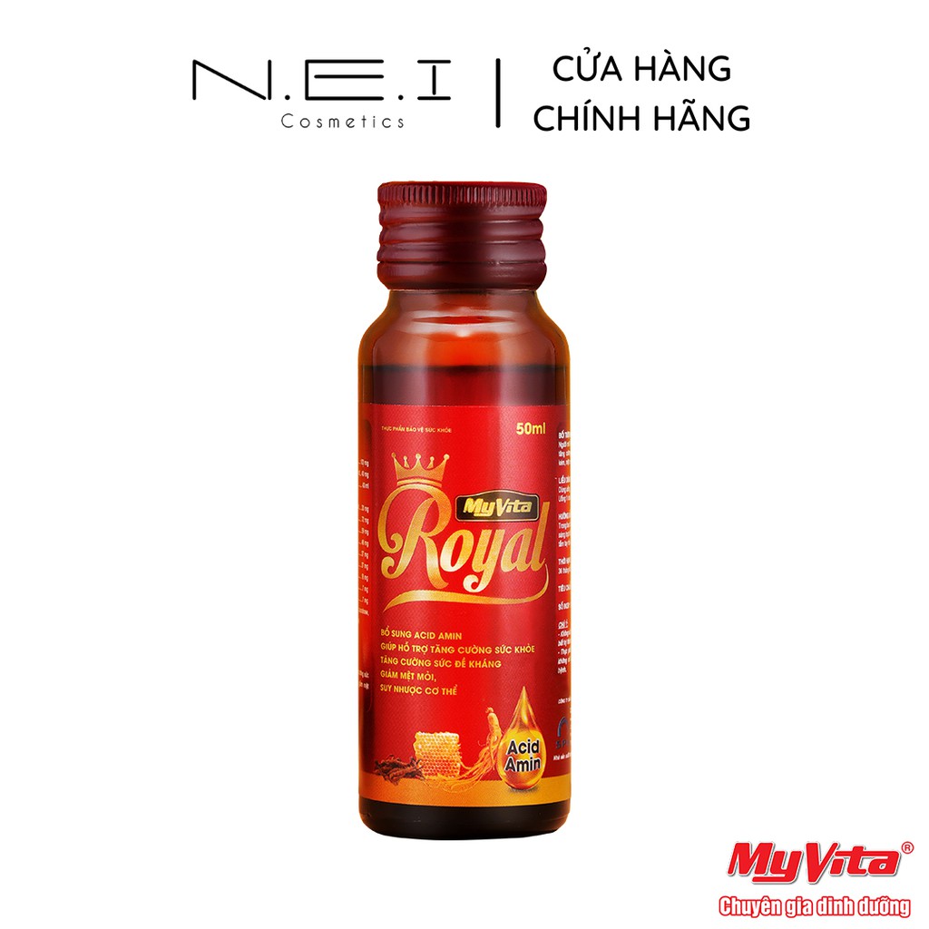 Nước Uống Dưỡng Da Tăng Cường Đề Kháng MyVita Royal - Hộp 10 Chai 50ml - Sữa Ong Chúa, Đông Trùng Hạ Thảo, Cao Nhân Sâm