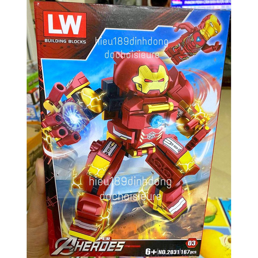 Lắp ráp xếp hình non Lego siêu anh hùng 2031 : Bộ giáp người sắt hulkbuster iron man