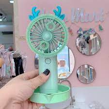 Quạt mini thổi bong bóng dễ thương 2in1 tặng kèm 2 lọ xà phòng