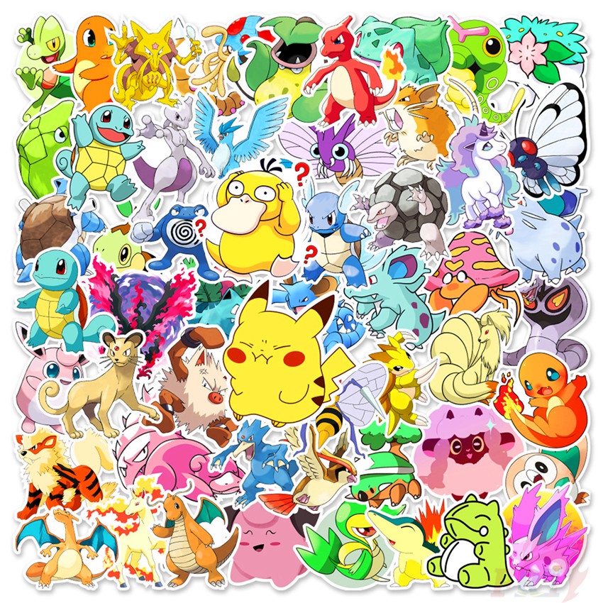 50Pcs/Set ☆ Pokémon Series 01 Funny Stickers ☆ DIY Fashion Waterproof Decals Doodle Graffiti Stickers