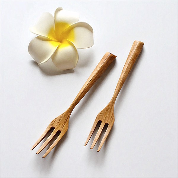 Thìa gỗ cafe màu tự nhiên, dĩa gỗ màu tự nhiên dài 19cm phong cách Nhật Bản - The Bamboo (01 chiếc)