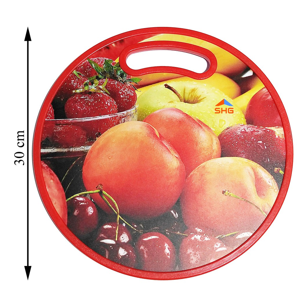 Thớt nhựa cao cấp họa tiết 3D hoa quả dạng tròn và hình chữ nhật  BN