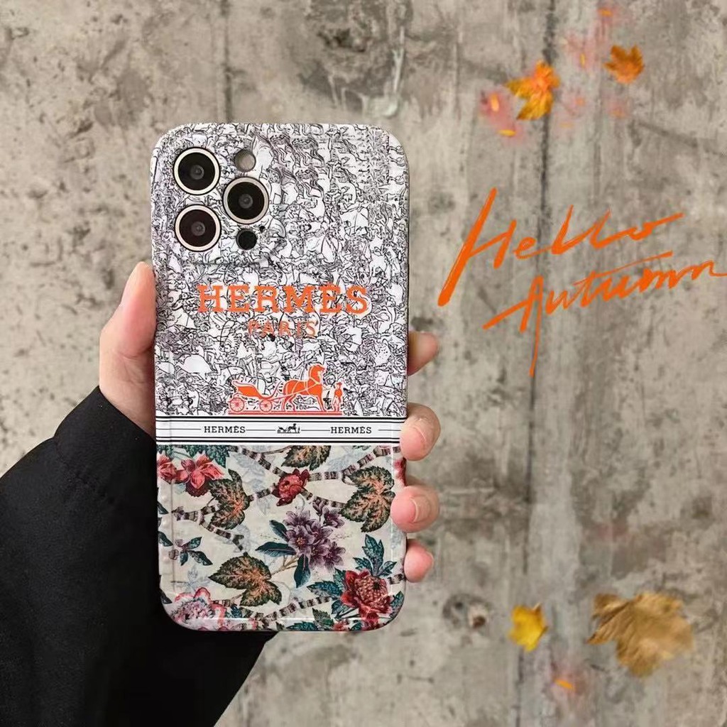 Ốp điện thoại in logo Versace X Hermes thời trang cho IPHONE 13 PRO MAX I13 13PRO 11 PRO MAX I11 IX XS XR XS MAX I7 I8 SE 7PLUS 8PLUS 7 PLUS 8 PLUS 12PRO MAX 12 PRO MAX