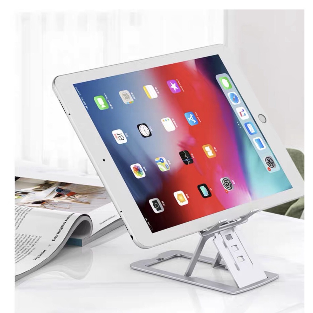 Giá đỡ điện thoại ipad để bàn bằng kim loại chống tê mỏi tay giao màu ngẫu nhiên màu bạc hoặc màu đen