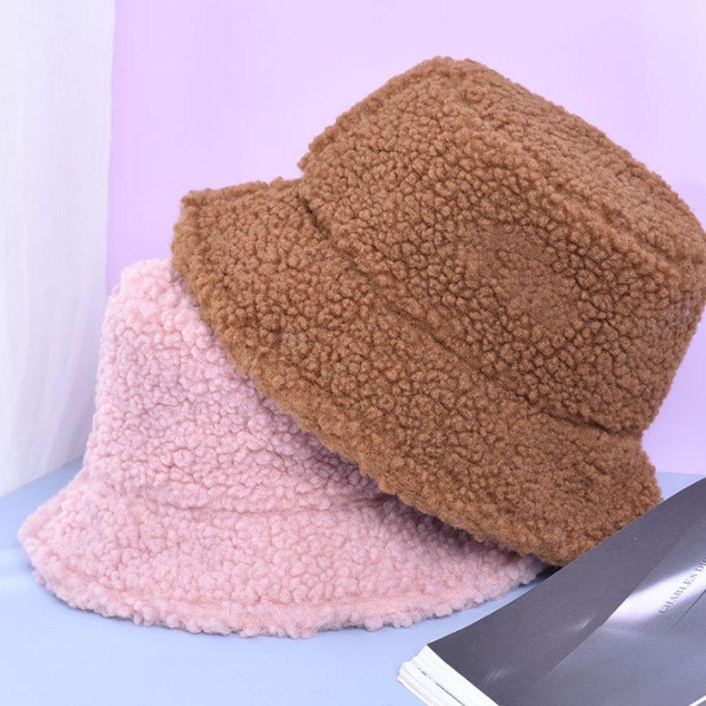 EUTUS Nón Bucket Chất Liệu Giả Lông Thú Mềm Mại Cho Phái Nữ
