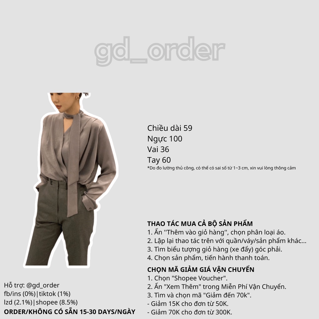 A5|Áo sơ mi nữ kiểu hàn quốc cao cấp cách điệu đẹp cổ tròn kèm dây đai cổ gd_order