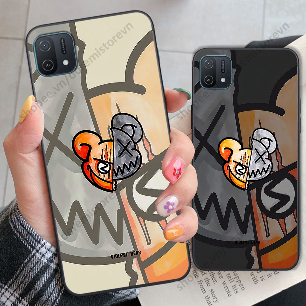 Ốp lưng Oppo A16k hình kaws, kith, bear brick nổi 3D phong cách độc đáo
