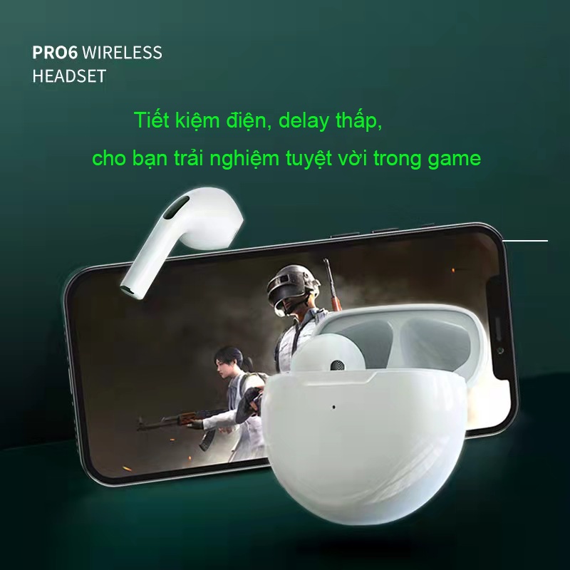 Tai nghe bluetooth Pro6 nhét tai bluetooth không dây Chống Ồn cho ĐT táo Phone Samsung xiaomi android laptop pc #66