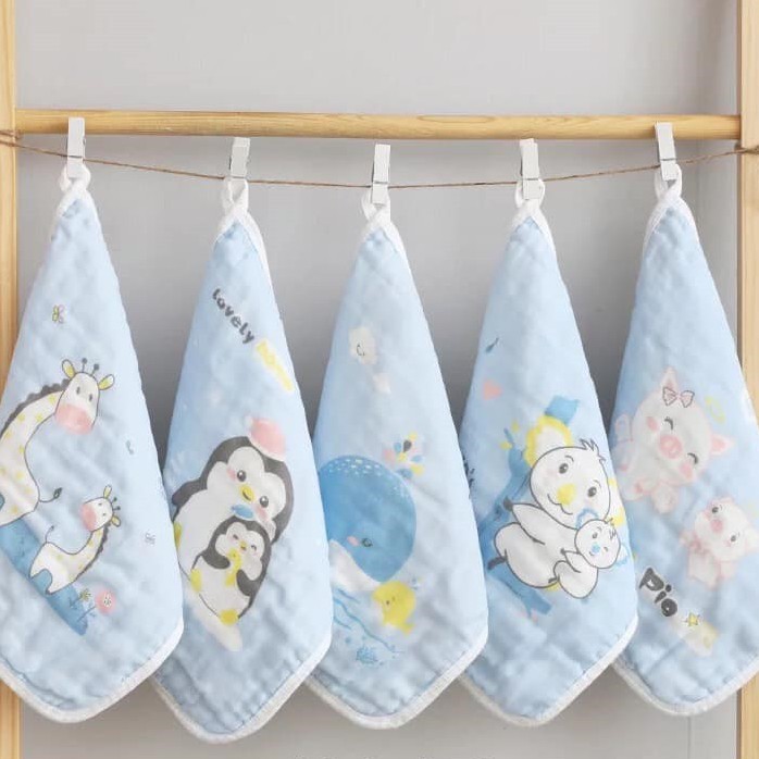 Set 5 khăn xô - khăn sữa cotton cao cấp siêu thấm, siêu mềm cho bé sơ sinh
