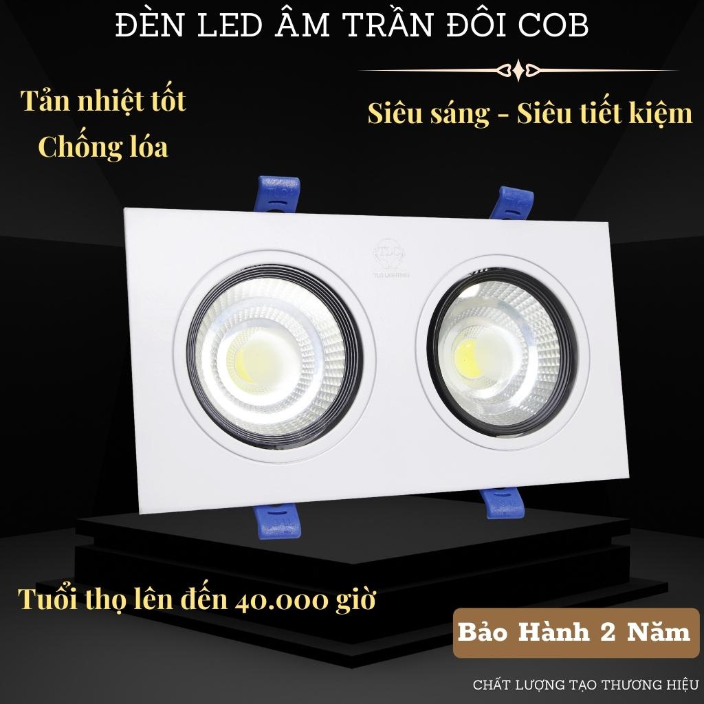 Đèn led downlight đôi, Kích thước đèn led đôi âm trần, Đèn downlight âm trần đôi, Đèn âm trần đôi COB tiết kiệm điện
