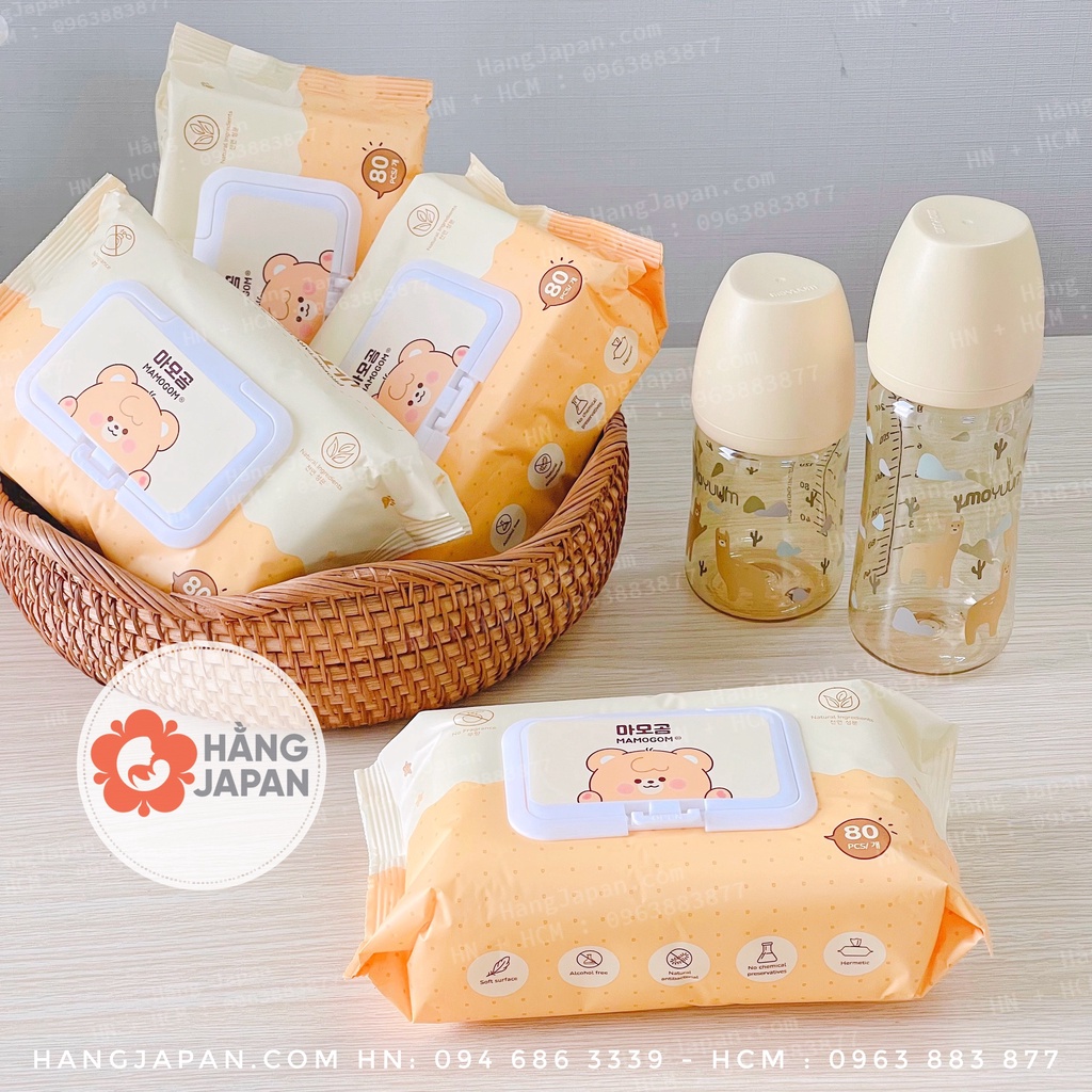 Khăn ướt hữu cơ organic MAMOGOM công nghệ Hàn Quốc bịch 80 tờ