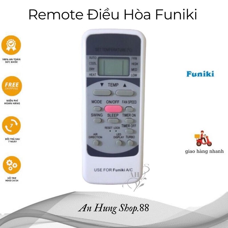 Điều khiển điều hoà Funiki Remote máy lạnh Funiki nút hồng Hàng đẹp
