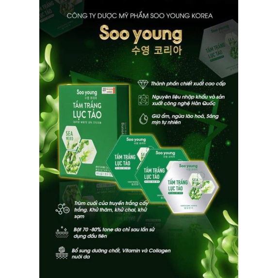 Tắm Trắng Lục Tảo Soo Young (hộp 3 gói)