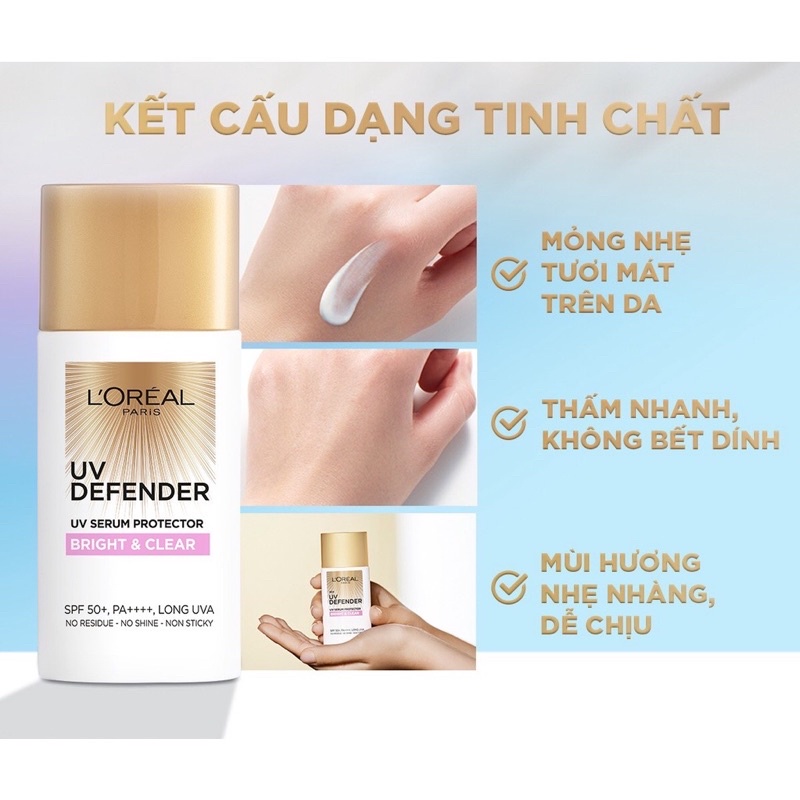 Kem chống nắng L'oreal 15ml - Loreal UV Defender SPF50+ PA++++ 15ml Kiềm dầu thoáng mịn , nâng tông giảm thâm