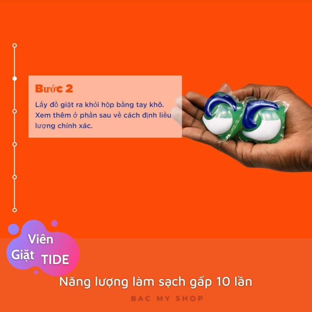 Viên nước giặt xả Tide PODS 3 trong 1 của Mỹ - trắng sáng-sạch sẽ-thơm tho