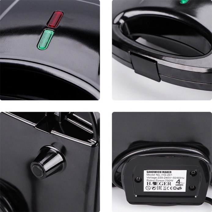 [Đại lý Chính Hãng] Máy nướng bánh mỳ Sandwich Haeger - Máy kẹp bánh mì tam giác