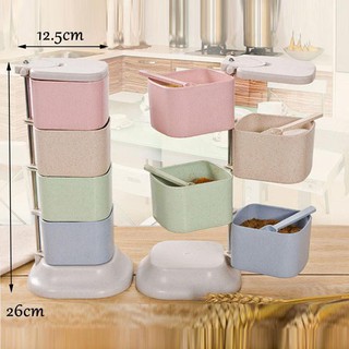 KỆ ĐỰNG GIA VỊ 4 TẦNG XOAY LÚA MẠCH