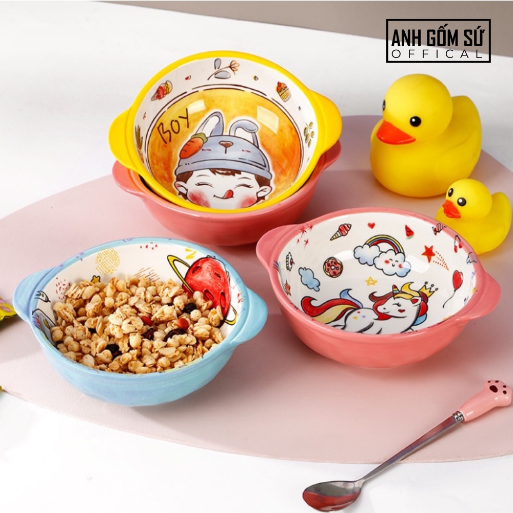 Bát ăn dặm cho bé có quai cầm, hình thú cực kỳ đáng yêu