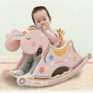 Bập bênh ngựa cầu vồng kiêm ghế ăn dặm hàng có sẵn