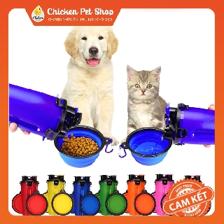 Bình Nước 2 Ngăn Cho Chó Mèo + Bát Gấp Có Móc Treo (Có Tách Lẻ)