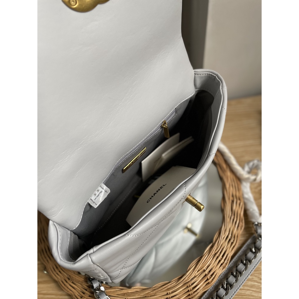 Túi nắp gập dây xích màu xám size 26cm full box